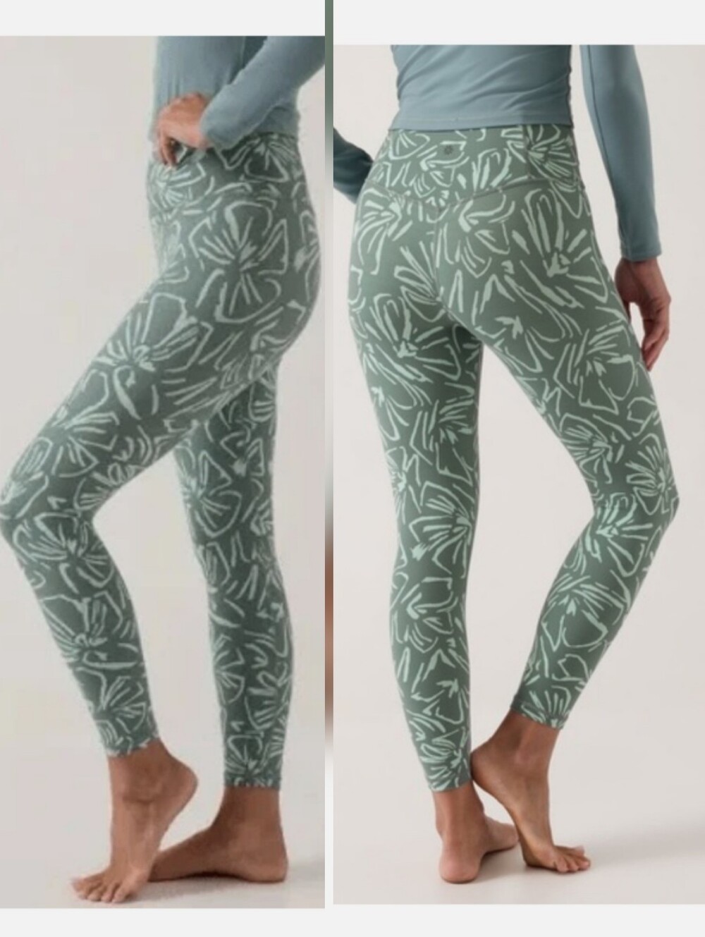 Athleta Elation 7/8 Floral Textured Tight Leggings
